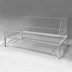 Coș stivuibil din sârmă - modul drept de jos, baza cu picioare, lățime 900 mm, alb