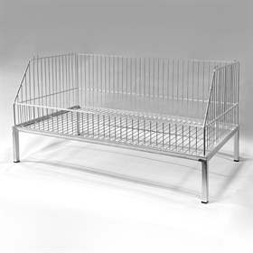 Coș stivuibil din sârmă - modul drept de jos, baza cu picioare, lățime 900 mm, zincat-cromat de suprafață