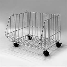 Stapelkorb mit Rollen, Breite 450 mm, verzinkt-chromatiert