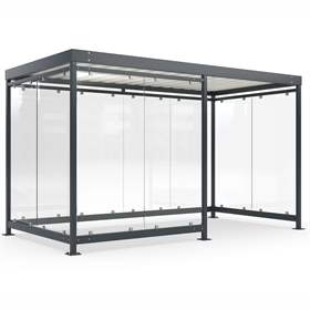 Adăpost K4, 4195 x 2165 mm, 3 pereți laterali + protectie impotriva vantului, culoare gri antracit RA7016