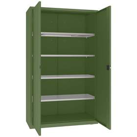 Dulap de atelier cu 4 polițe galvanizate (capacitatea 100 kg), HxLxl: 1990x1200x600 mm, verde RAL6011