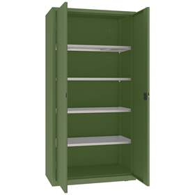 Dulap de atelier cu 4 polițe galvanizate (capacitatea 100 kg), HxLxl: 1990x1000x500 mm, verde RAL6011