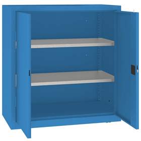 Dulap de atelier cu 2 polițe galvanizate (capacitatea 100 kg), HxLxl: 1040x1000x500 mm, albastru RAL5012