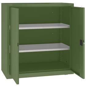 Dulap de atelier cu 2 polițe galvanizate (capacitatea 100 kg), HxLxl: 1040x1000x500 mm, verde RAL6011