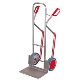 Edelstahl-Sackkarre VARIOfit, Kunststoffgleitkufen, Tragfähigkeit 250 kg