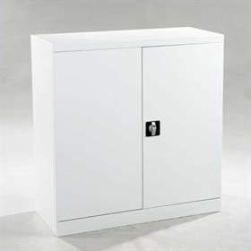 Schrank mit Sichtlagerboxen, 4 Fachböden, 30 Boxen, H x B x T: 1040x1000x435 mm, Farbe Grau RAL7035