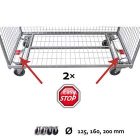 Centrální brzda EasySTOP, oboustranná, pro 4 kola - brzda je umístěna na obou stranách vozíku