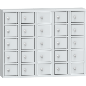 Metallschrank mit 25 verschließbaren Fächern, HxBxT: 780 x 975 x 200 mm, Lichtgrau RAL7035