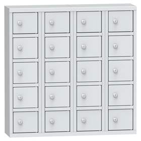 Metallschrank mit 20 verschließbaren Fächern, HxBxT: 780 x 780 x 200 mm, Lichtgrau RAL7035