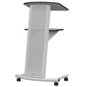 Stehpult, lichtgraue Konstruktion und Platten grau