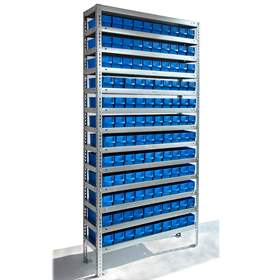 Schraubregal FIX mit 120 Sichtlagerboxen, verzinkt, H x B x T: 2000x1000x500 mm