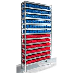 Schraubregal FIX mit 90 Sichtlagerboxen, verzinkt, H x B x T: 2000x1000x500 mm