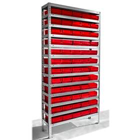 Schraubregal FIX mit 60 Sichtlagerboxen, verzinkt, H x B x T: 2000x1000x500 mm