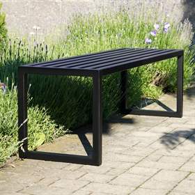 Parkbank Madrid ohne Rückenlehne, Stahlkonstruktion, Länge 1,5 m, Farbe schwarz RAL9005