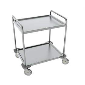 Cărucior cu polițe din oțel inoxidabil, sudat, 2 polițe, HxLxl: 890x800x630 mm.