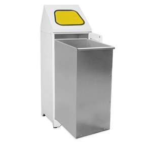 Coșuri pentru deșeuri sortate cu recipiente interioare zincate, volum 80 l, clapetă capac galbenă