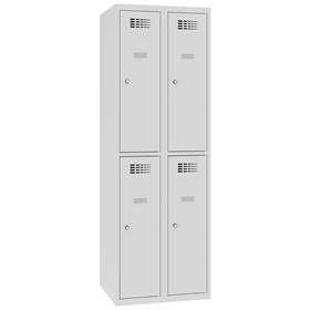 Schließfachschrank WEMO, 2x2 Abteile, 600x500x1800 mm, Türfarbe grau RAL7035, Zylinderschloss