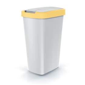 Wertstoffbehälter COMPACTA aus Kunststoff, Volumen 45 l, Lichtgrau/Deckel gelb