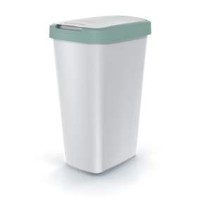 Wertstoffbehälter COMPACTA aus Kunststoff, Volumen 45 l, Lichtgrau/Deckel grün