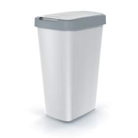 Wertstoffbehälter COMPACTA aus Kunststoff, Volumen 45 l, Lichtgrau/Deckel grau