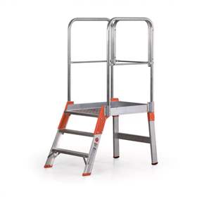 Scară cu platformă staționare și trepte pe o parte, înălțime 620 mm, 3 fuscele/trepte