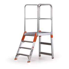 Scară cu platformă staționare și trepte pe o parte, înălțime 830 mm, 4 fuscele/trepte