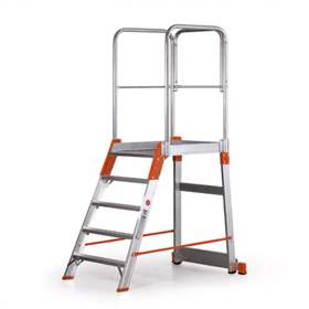 Scară cu platformă staționare și trepte pe o parte, înălțime 1040 mm, 5 fuscele/trepte