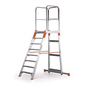 Scară cu platformă staționare și trepte pe o parte, înălțime 1680 mm, 8 fuscele/trepte