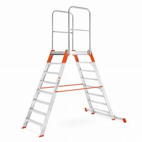Scară punte cu trepte pe 2 părți - scară platformă staționare cu trepte pe ambele părți, înălțime 1680 mm, 8 fuscele/trepte