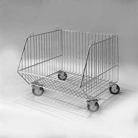 Stapelkorb mit Rollen 75 mm, Breite 450 mm, verzinkt-chromatiert