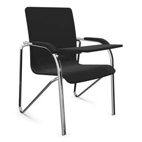 Besucher-Sessel SAMBA WOOD mit Schreibpult, schwarz