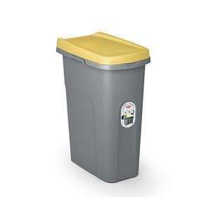 Wertstoffbehälter aus Kunststoff ECO SYSTEM, Volumen 25 l, Deckel gelb