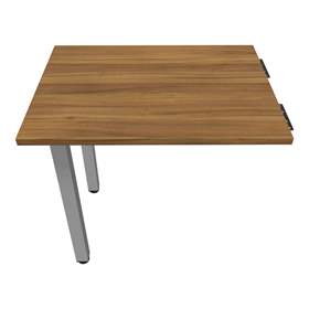 Přídavná stolová deska, obdélník, barva ořech, š x h: 800 x 600 mm, podnoží sloupové hranaté stříbrné