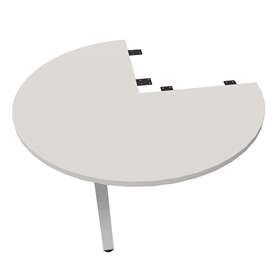 Kruhová přídavná deska, 3/4 kruhu, barva světle šedá, průměr 1000 mm, podnoží sloupové hranaté lesklé