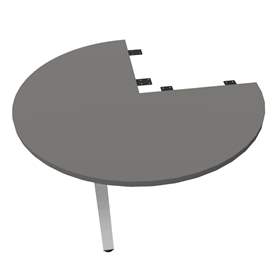 Kruhová přídavná deska, 3/4 kruhu, barva tmavě šedá, průměr 1000 mm, podnoží sloupové hranaté lesklé