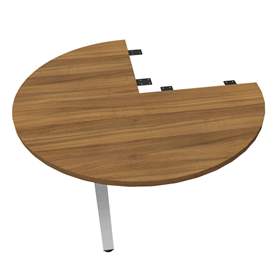 Kruhová přídavná deska, 3/4 kruhu, barva ořech, průměr 1000 mm, podnoží sloupové hranaté lesklé