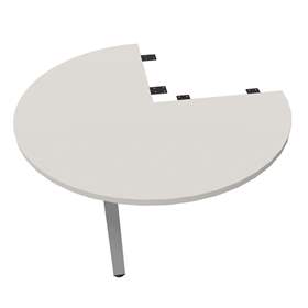 Kruhová přídavná deska, 3/4 kruhu, barva světle šedá, průměr 1000 mm, podnoží sloupové hranaté matné