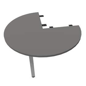 Kruhová přídavná deska, 3/4 kruhu, barva tmavě šedá, průměr 1000 mm, podnoží sloupové hranaté matné