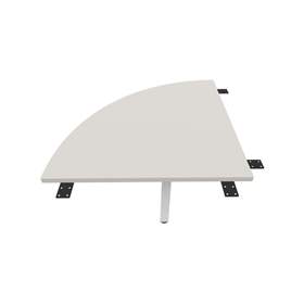 Kruhová spojovací stolová deska, 1/4 kruhu, barva světle šedá, š x h: 800 x 800 mm, podnoží hranaté, lesklé