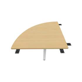 Kruhová spojovací stolová deska, 1/4 kruhu, barva javor, š x h: 800 x 800 mm, podnoží hranaté, lesklé