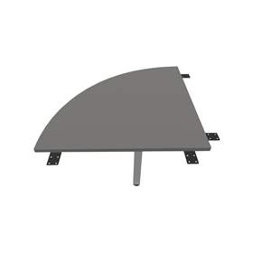 Kruhová spojovací stolová deska, 1/4 kruhu, barva světle šedá, š x h: 800 x 800 mm, podnoží hranaté, matné