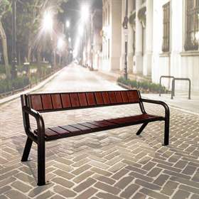 Parkbank Tampa, Stahlkonstruktion mit Massivholzleisten Farbton Palisander, Länge 1,75 m