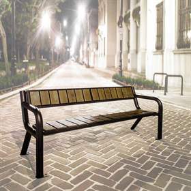 Parkbank Tampa, Stahlkonstruktion mit Kunststoffleisten, Farbe braun, Länge 1,75 m