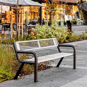 Parkbank Dallas, Stahlkonstruktion mit Drahtgitter, Farbe schwarz/silber, Länge 1,75 m