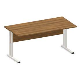 Büro-Schreibtisch, C-Fuß Gestell, weiß, Farbe Nussbaum, B x T: 1600 x 800 mm