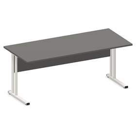 Büro-Schreibtisch, C-Fuß Gestell, weiß, Farbe Dunkelgrau, B x T: 1800 x 800 mm