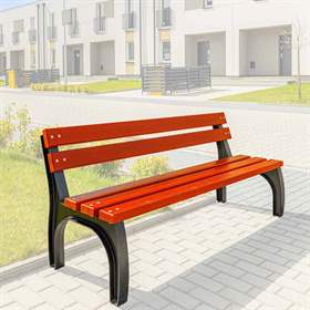 Parkbank Bonn, Gussgestell mit Massivholzleisten Farbton Mahagoni, Länge 1,7 m