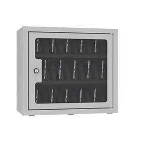 Dulap pentru telefoane mobil cu inserție din spumă, 30 compartimente, ÎxLxA: 400x450x250 mm, culoare gri RAL7035