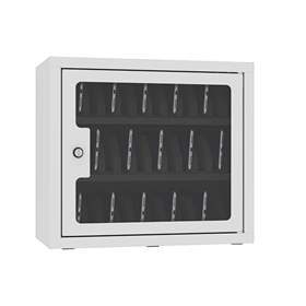 Dulap pentru telefoane mobil cu inserție din spumă, 30 compartimente, ÎxLxA: 400x450x250 mm, culoare alb RAL9010