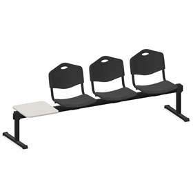 Sitzbank ISO 3 Sitze mit Ablagestisch, Länge 2345 mm, Kunststoffsitz, Farbe anthracit, Gestell schwarz
